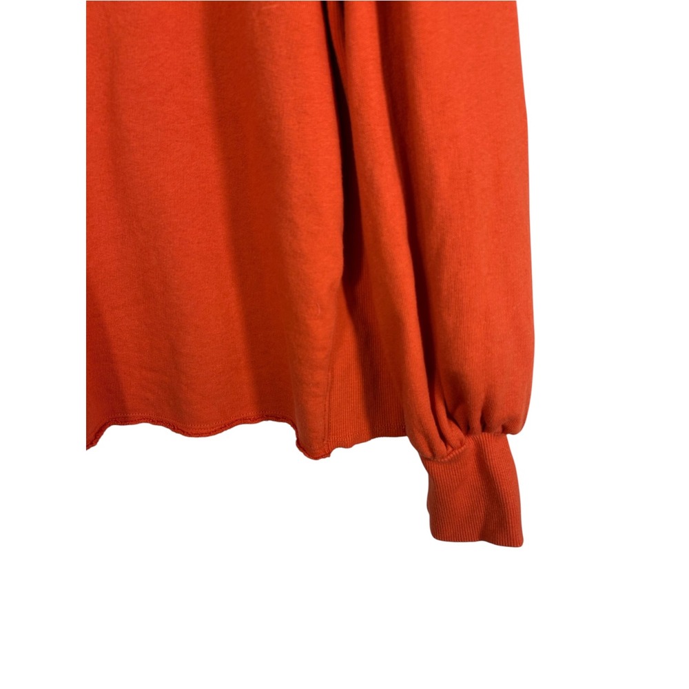 Universal Thread Womens L Burnt Orange Puff Sleeve Sweatshirt Raw Hem Terry - Picture 3 of 7
